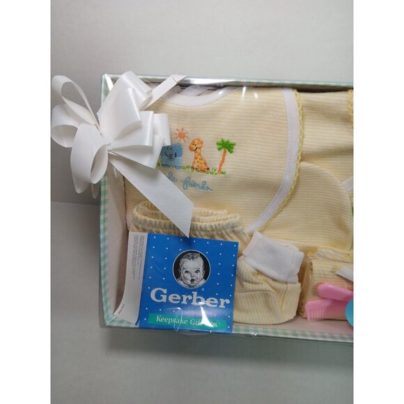 Vtg Gerber 9 Pc Set Jungle Friends Keepsake Box Newborn Gift - Picture 3 of 5